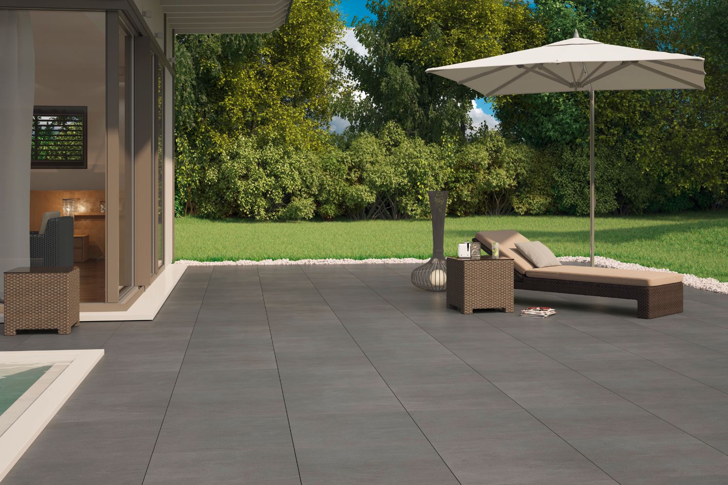 Keramikplatten Torstein auf der Terrasse